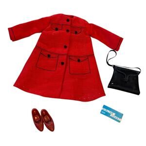 VTG Tammy Spring Topper 9062-1 Red Trench Coat Purse Airline Ticket Doll Outfit